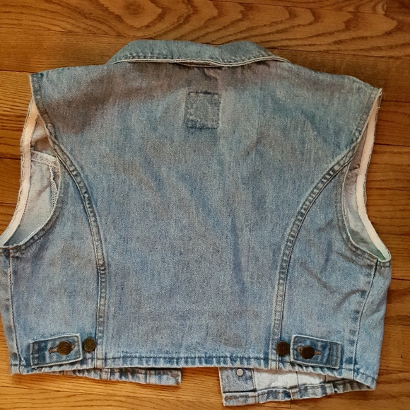 Vtg Crop Denim Vest LA Griffe Peace By Piece Sz M - Picture 2 of 4